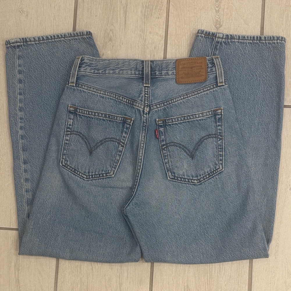 Levi's Ribcage Straight Ankle Jeans Classis Straight Leg Denim Light Wash SZ 25 - Picture 12 of 13